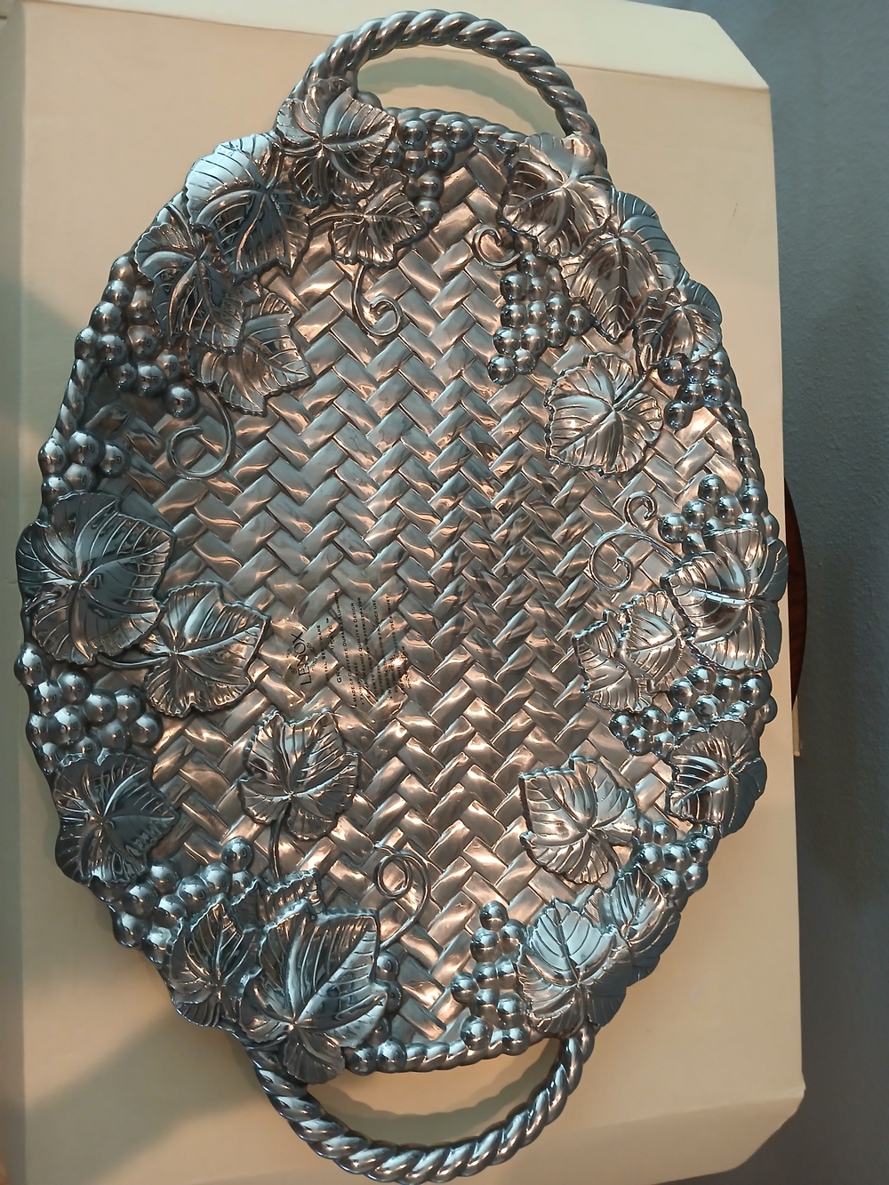 NIB Lenox Silver-Tone Grape & Leaf Decorative Serving Tray